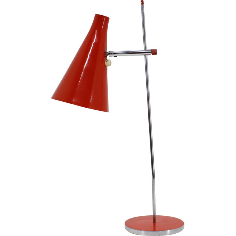 Lampe de bureau vintage rouge de Josef Hurka, Tchécoslovaquie 1960
