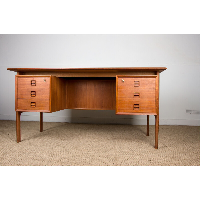 Vintage double sided teak desk by Arne Vodder Denmark 1960s