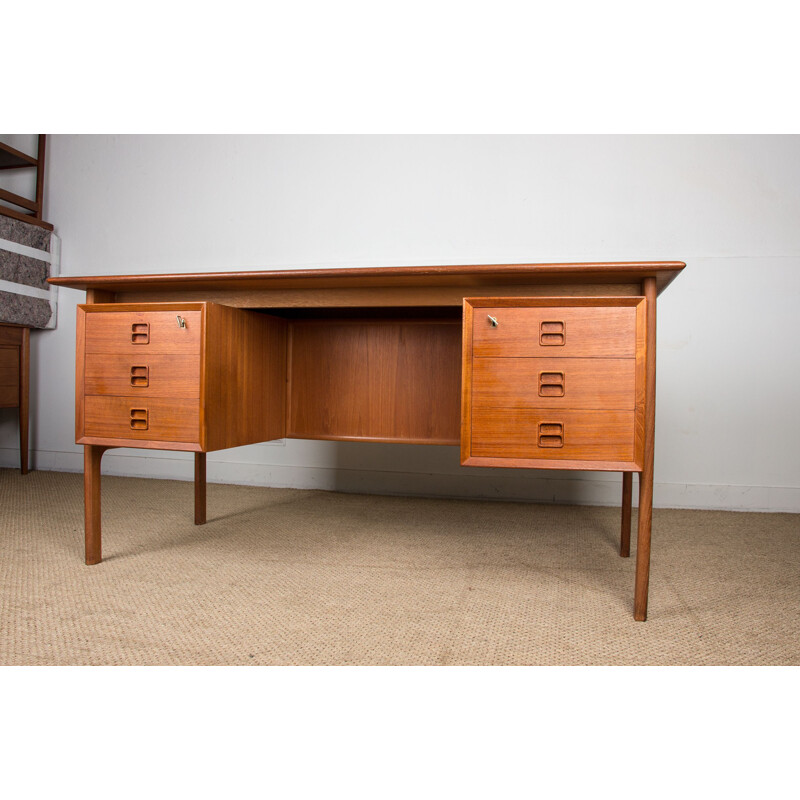 Vintage double sided teak desk by Arne Vodder Denmark 1960s