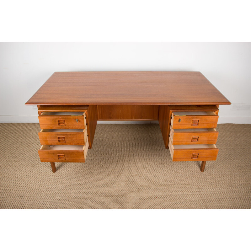 Vintage double sided teak desk by Arne Vodder Denmark 1960s