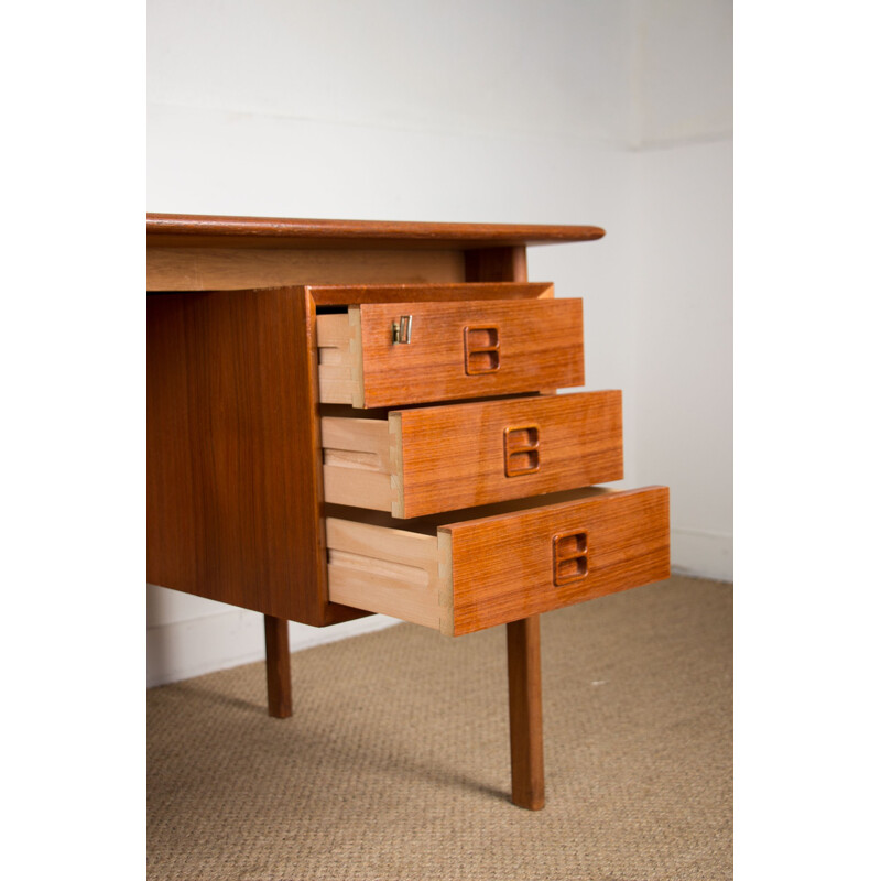 Vintage double sided teak desk by Arne Vodder Denmark 1960s