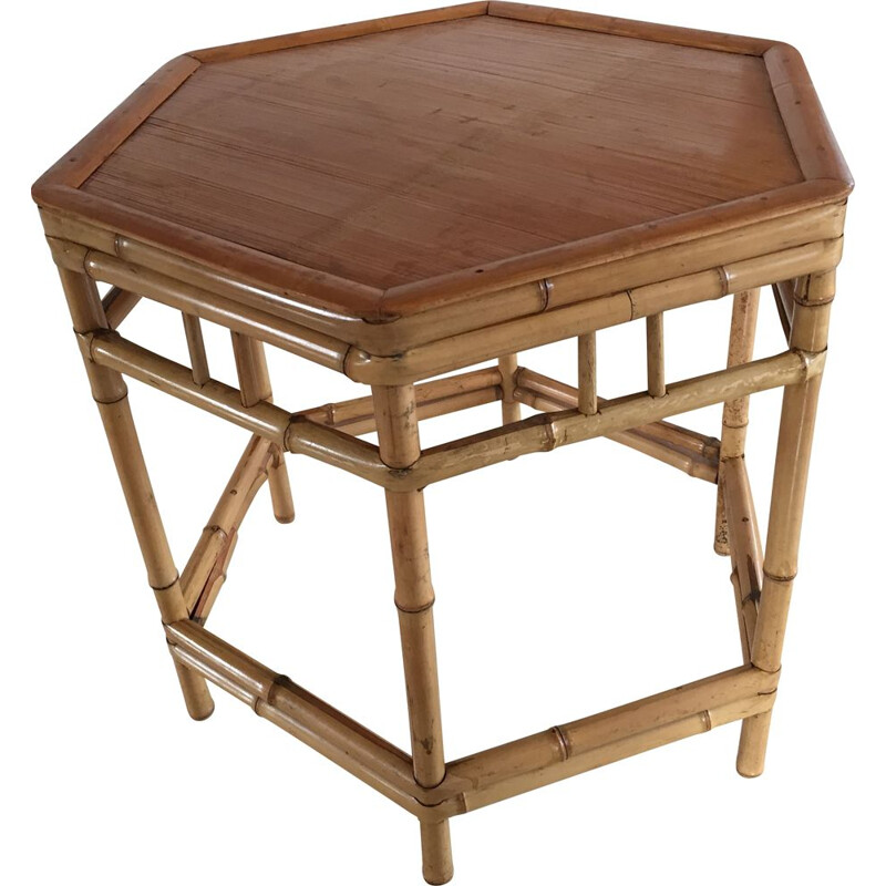 Table d'appoint vintage  en bambou 