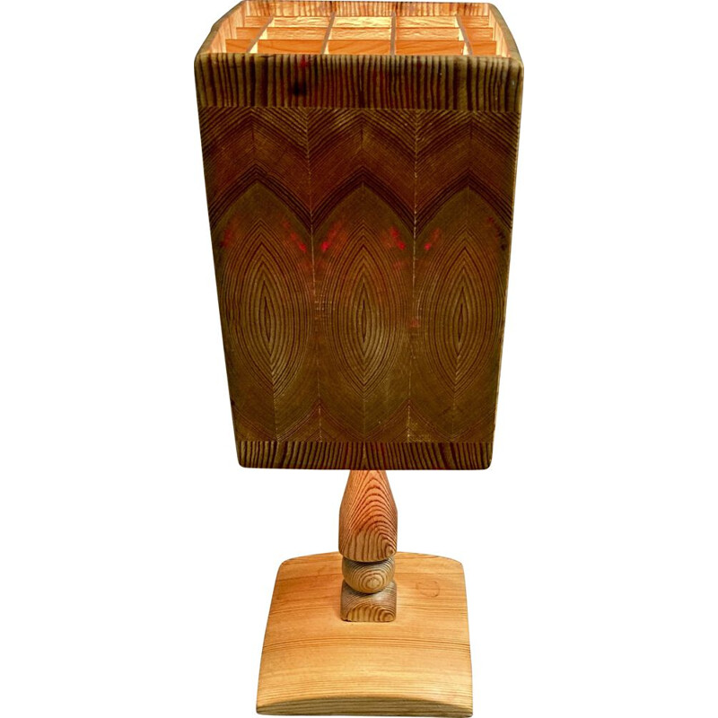 Lampe vintage en bois massif 1950
