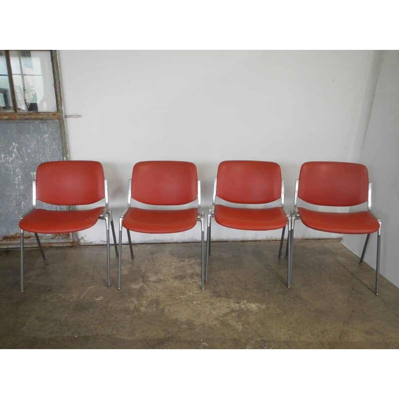 Set of 4 vintage office chairs by Giancarlo Pirelli for Anonima CastelliItaly