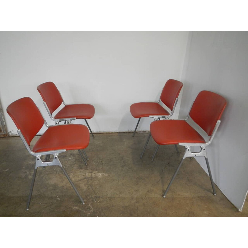 Ensemble de 4 chaises vintage de bureau par Giancarlo Pirelli pour Anonima CastelliItalie