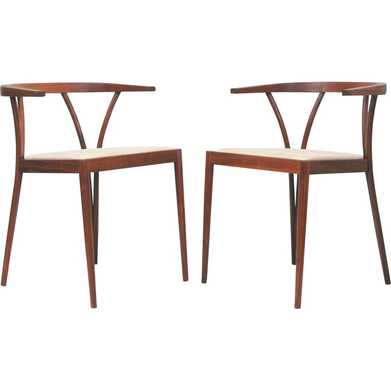 Pair of vintage side chairs by Poul Jeppensen Denmark 1970s