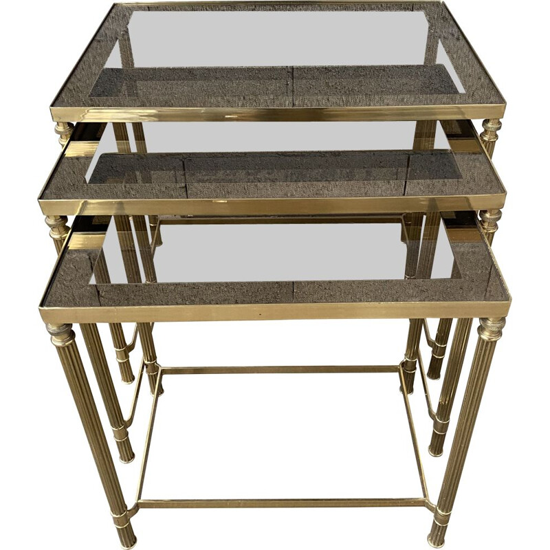 Vintage brass nesting tables, Maison Jansen 1970