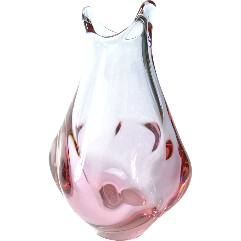 Vintage glass vase, Czechoslovakia 1960