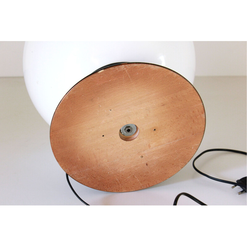 Lampe de table vintage avec une base en bois noir 1970