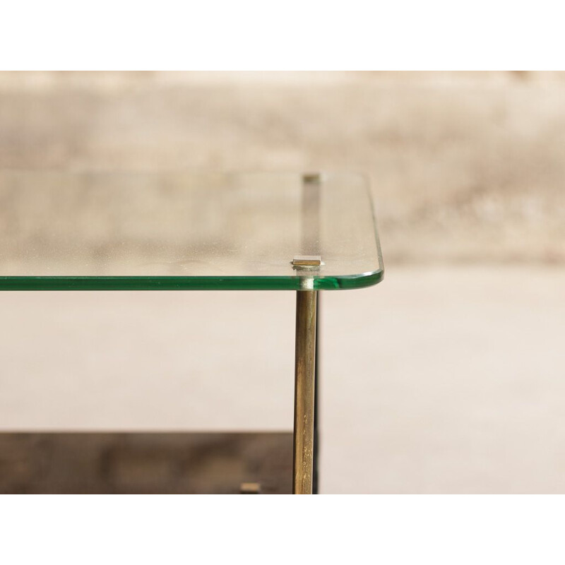 Vintage coffee table in glass and metal structure