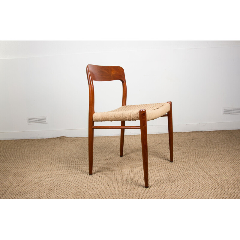 Set of 6 vintage teak and paper cord chairs 1954s