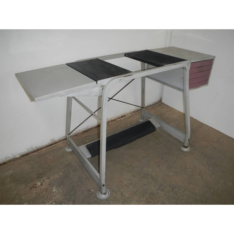 Vintage iron and rubber typing table