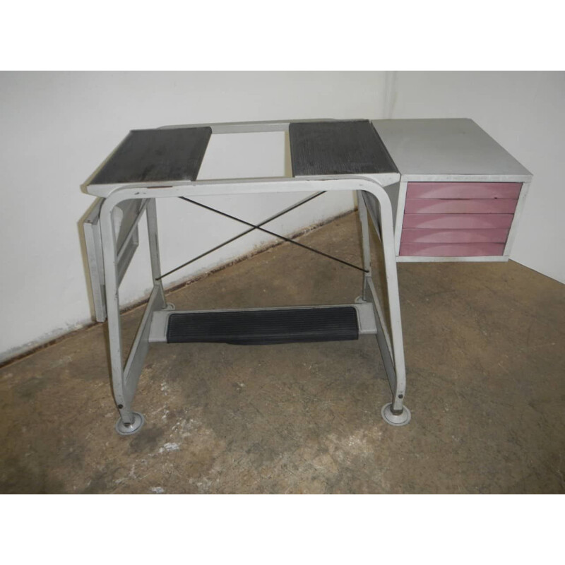 Vintage iron and rubber typing table