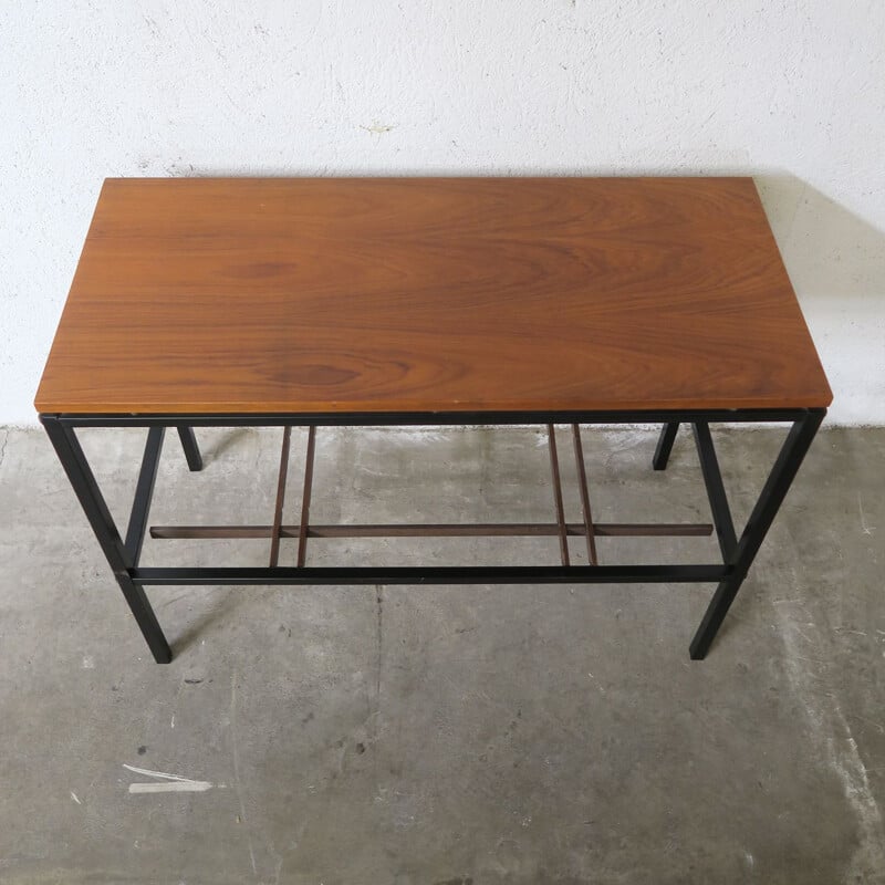 Vintage console with teak veneer top