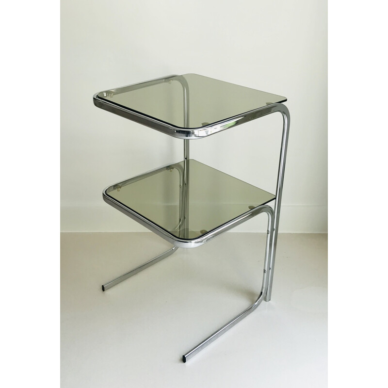 Vintage chrome-plated metal side table France 1970s