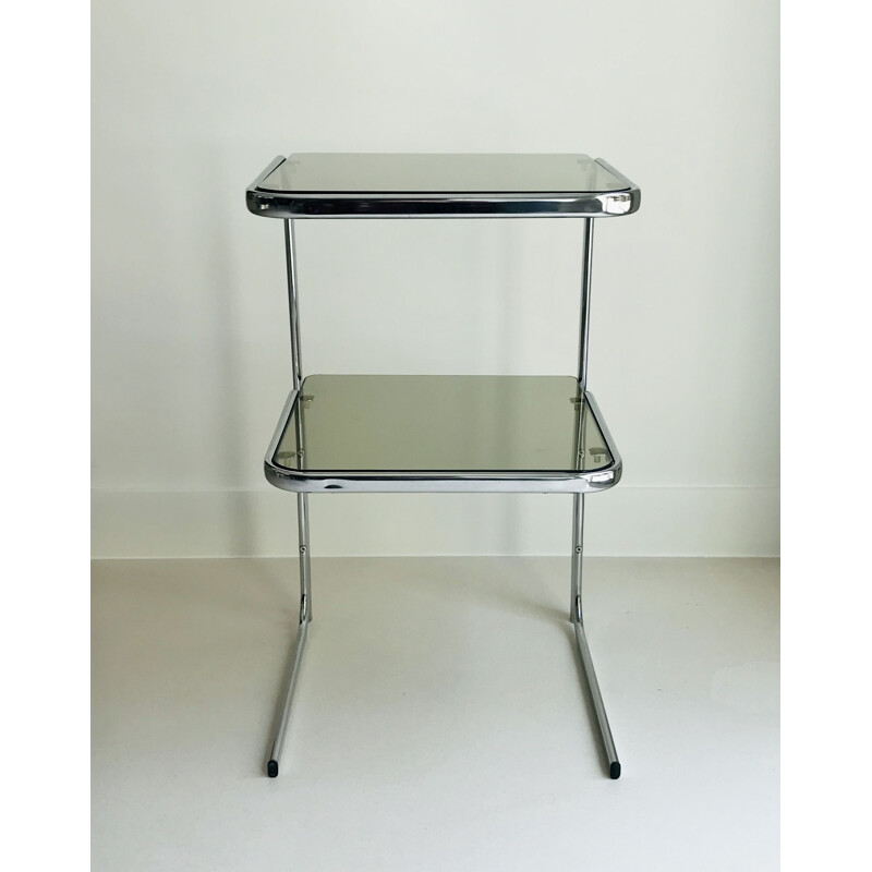 Vintage chrome-plated metal side table France 1970s