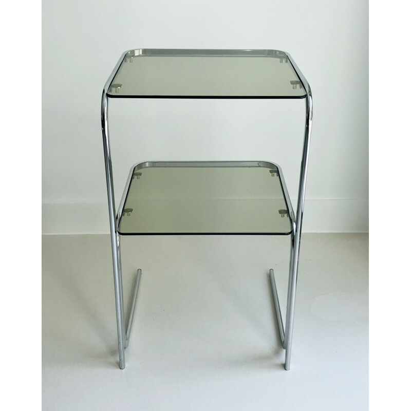 Vintage chrome-plated metal side table France 1970s