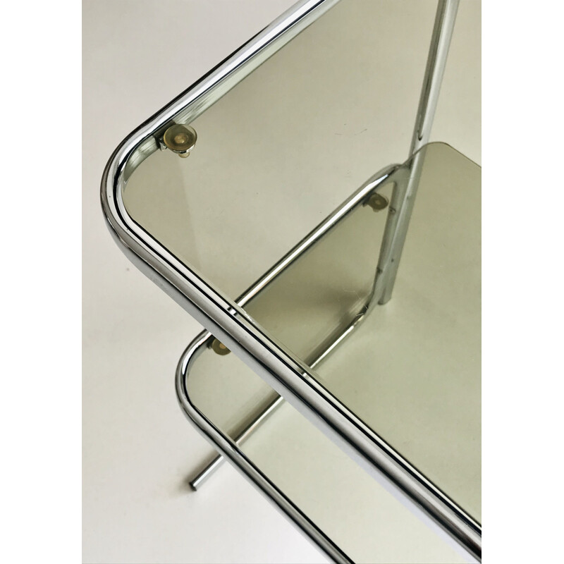 Vintage chrome-plated metal side table France 1970s