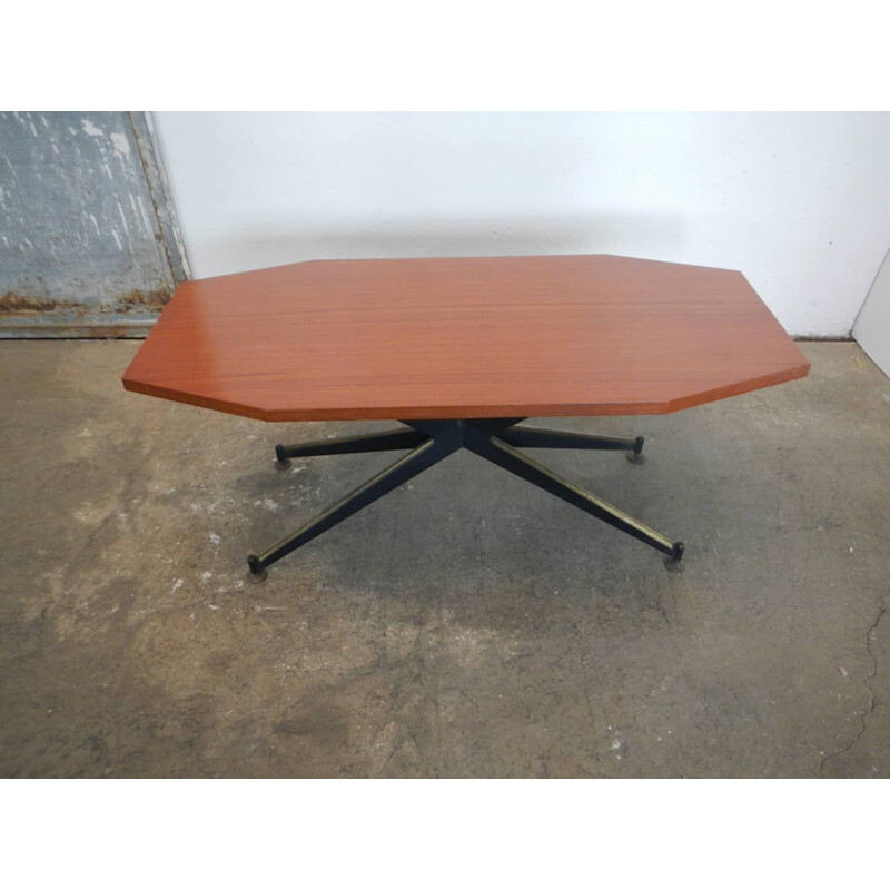 Vintage coffee table teak and iron