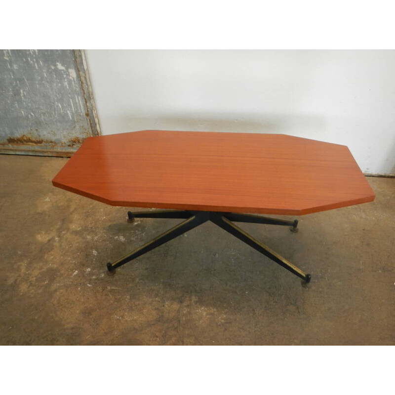 Vintage coffee table teak and iron