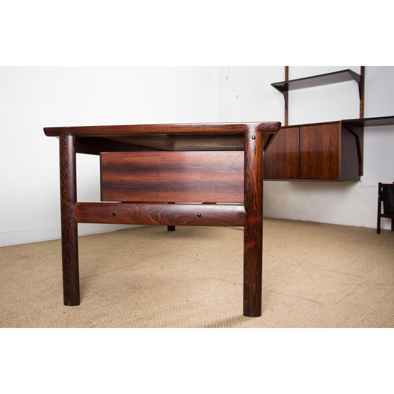 Vintage large rosewood desk Arne Vodder Denmark 1960