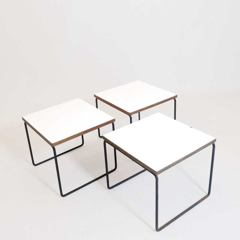 Vintage white side table Pierre Guariche 1955s