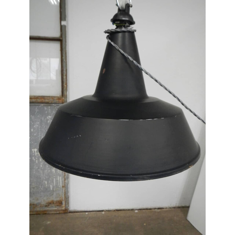 Schwarze industrielle Vintage-Lampe aus Keramik