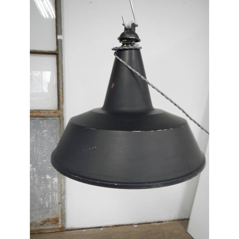 Schwarze industrielle Vintage-Lampe aus Keramik