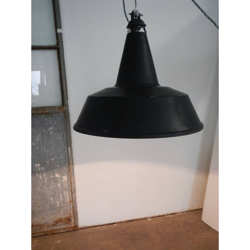 Lampe vintage industrielle noire en céramique