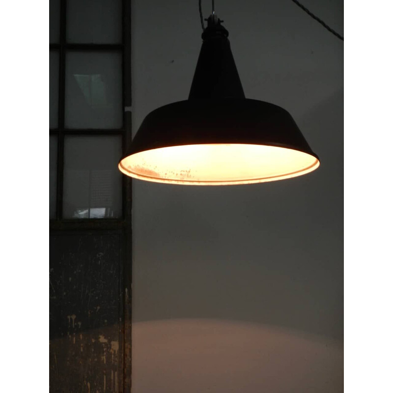 Lampe vintage industrielle noire en céramique