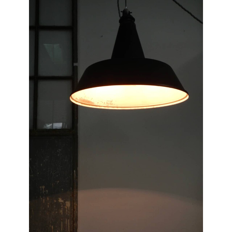Lampes vintage industrielles noires en céramique