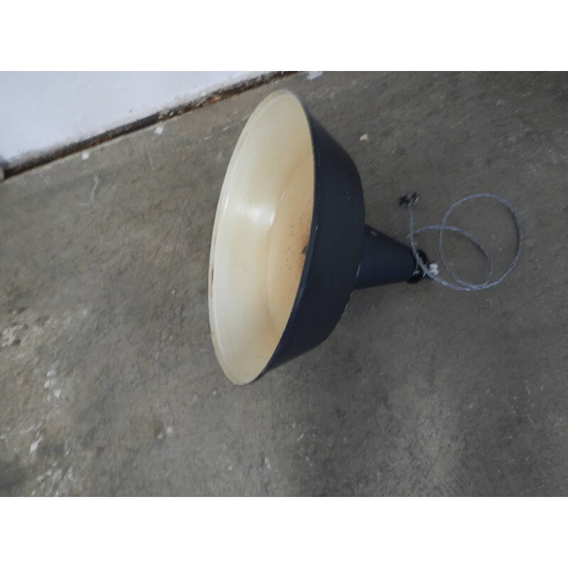 Schwarze industrielle Vintage-Lampe aus Keramik