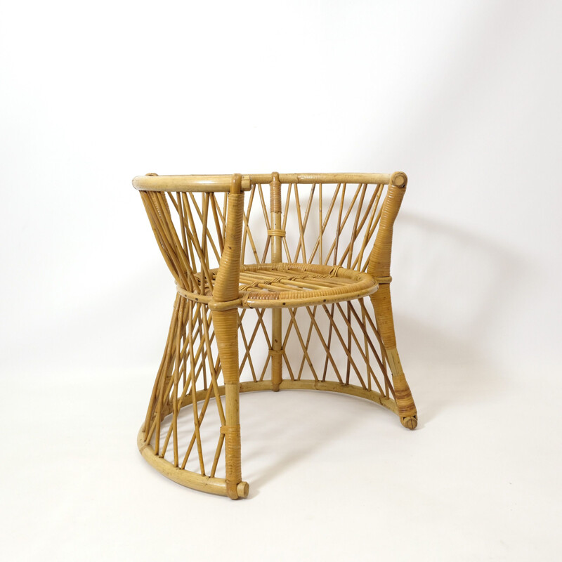 Sedia per bambini vintage in rattan, 1970