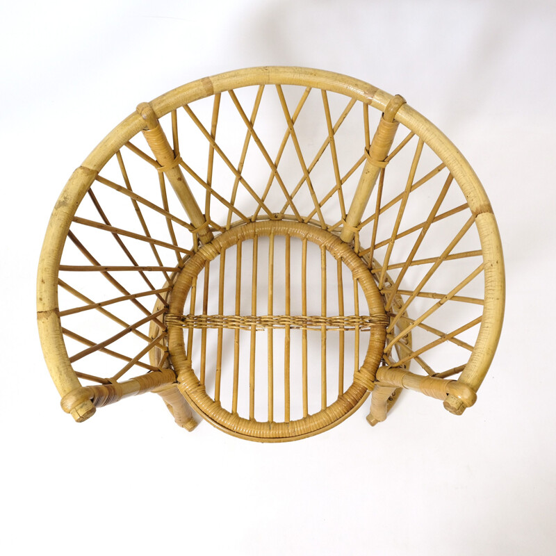 Vintage children's chair in rattan, 1970