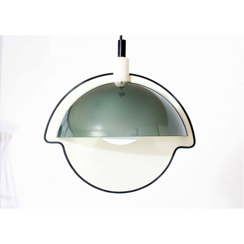 Vintage glass and metal pendant lamp Italy 1970s