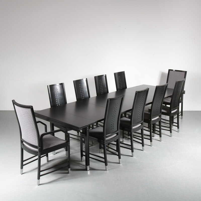 Set di 10 sedie vintage in legno nero di Ernst W. Beranek per Thonet, Austria 1980