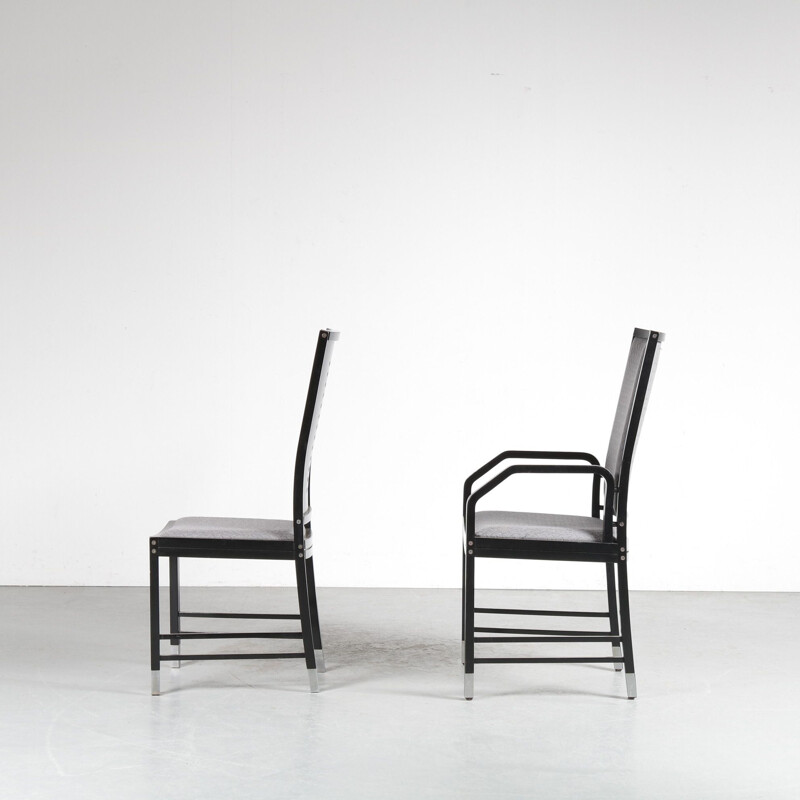 Conjunto de 10 cadeiras de madeira preta vintage de Ernst W. Beranek para Thonet, Áustria 1980