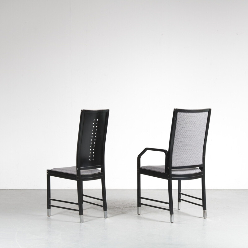 Conjunto de 10 cadeiras de madeira preta vintage de Ernst W. Beranek para Thonet, Áustria 1980