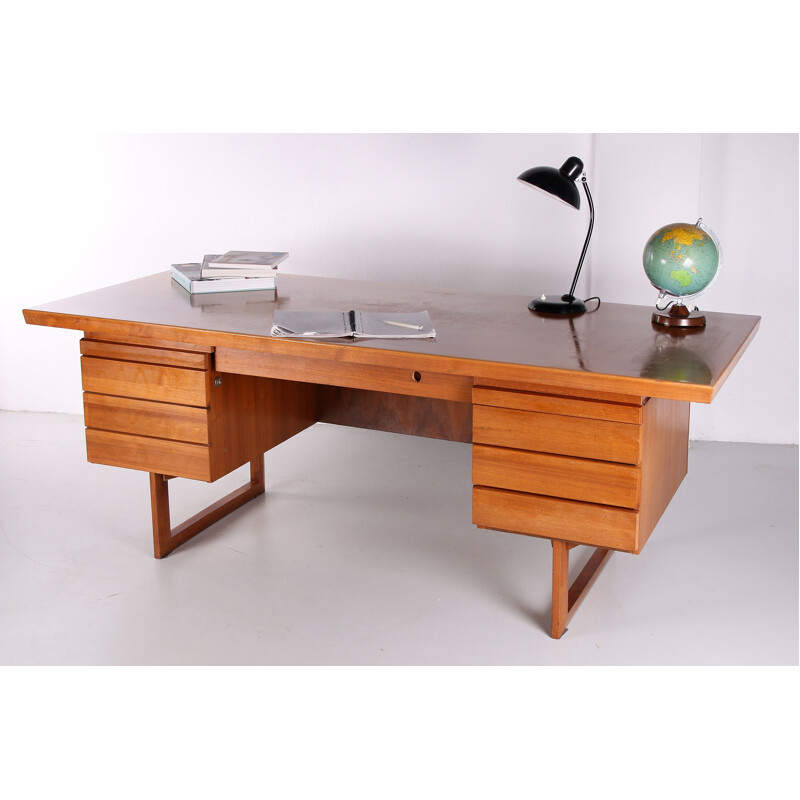 Vintage large  wooden desk with drawers