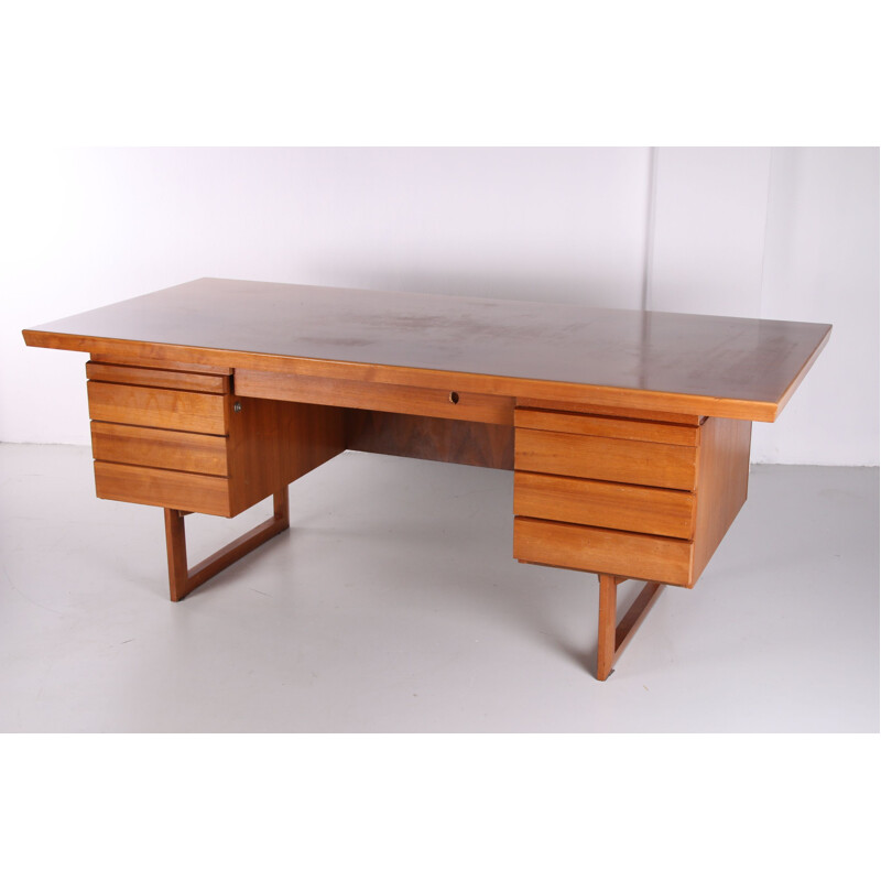 Vintage large  wooden desk with drawers