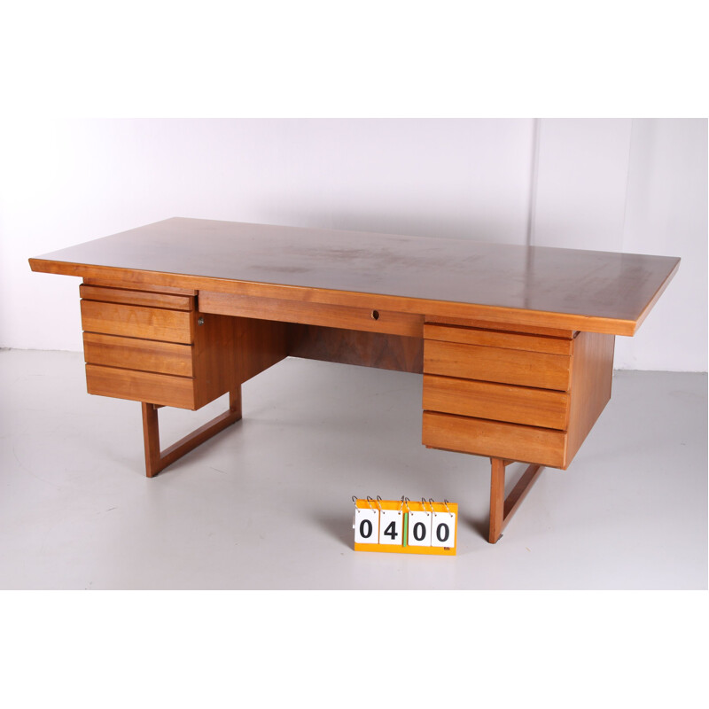 Vintage large  wooden desk with drawers