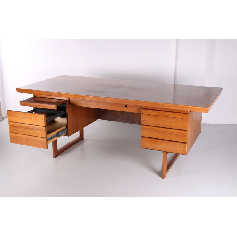 Vintage large  wooden desk with drawers