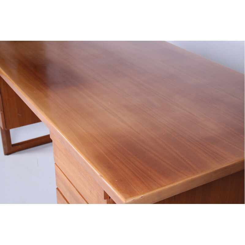Vintage large  wooden desk with drawers