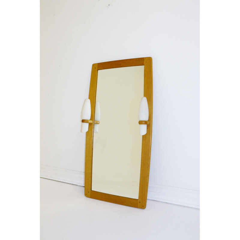 Vintage mirror in solid oak, Sweden 1960