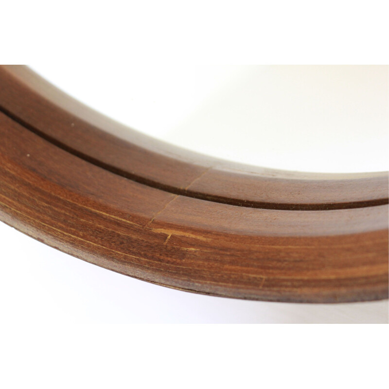 vintage round  teak wall mirror 1960s