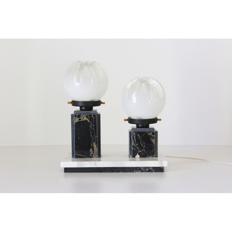 Vintage table lamp in marble and Murano glass 1970s
