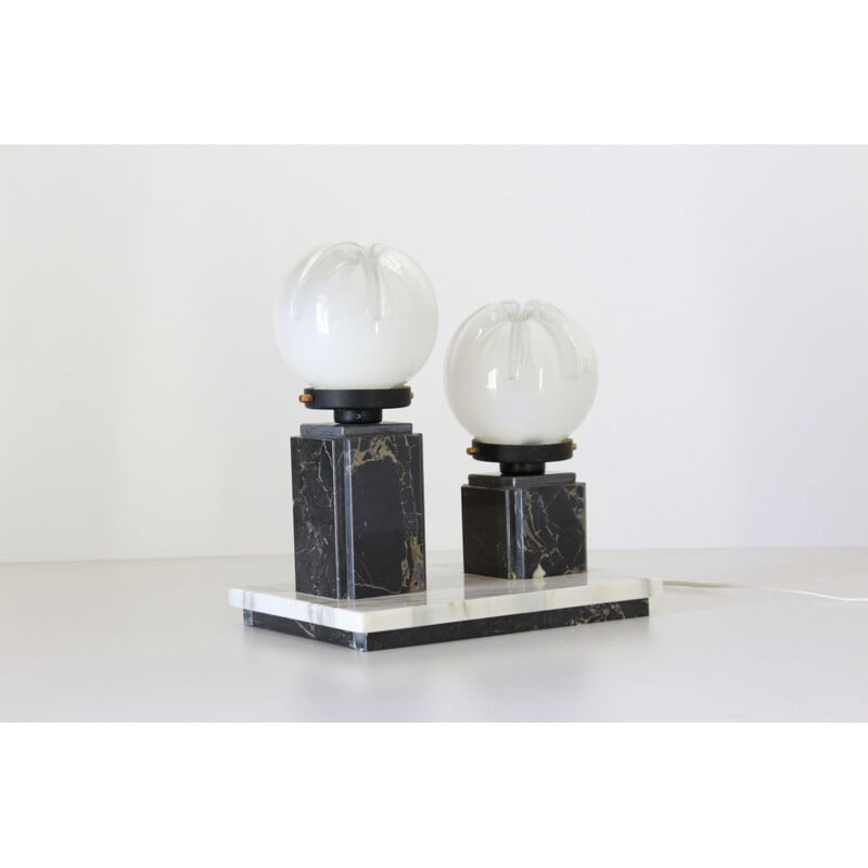 Vintage table lamp in marble and Murano glass 1970s