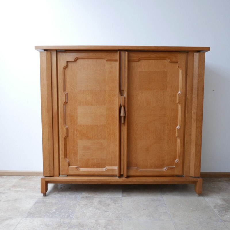 Vintage oak cabinet model bouvine by Guillerme and Chambron, France 1960