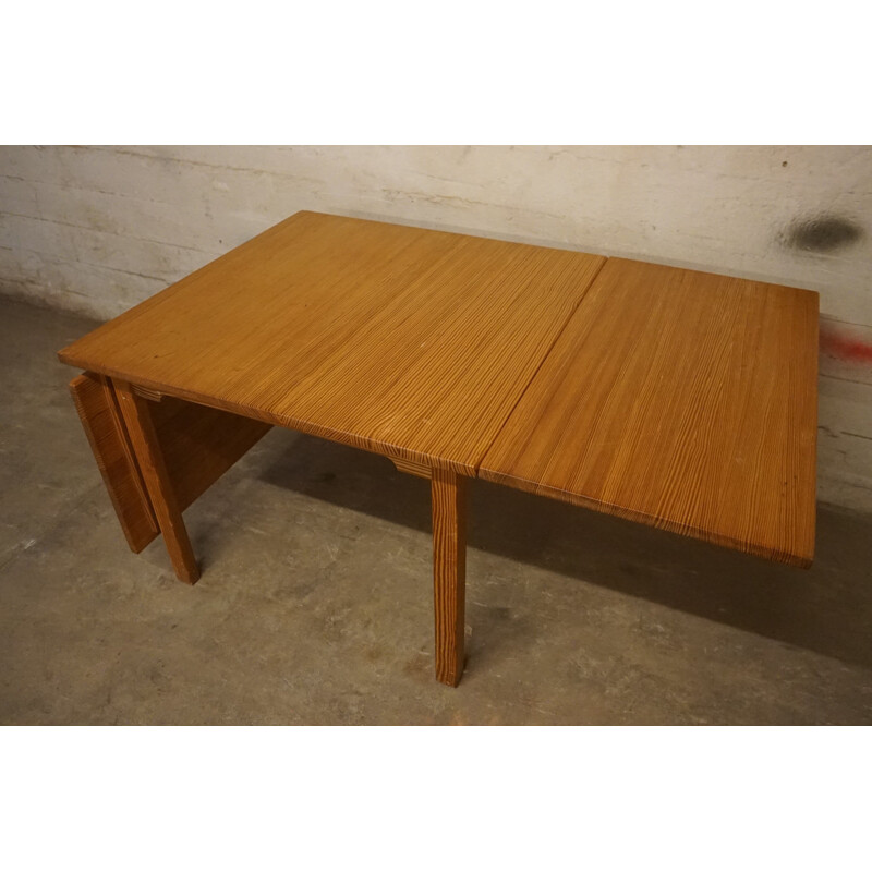 Vintage table in patinated pitch-pin by Bernt Petersen 1970s