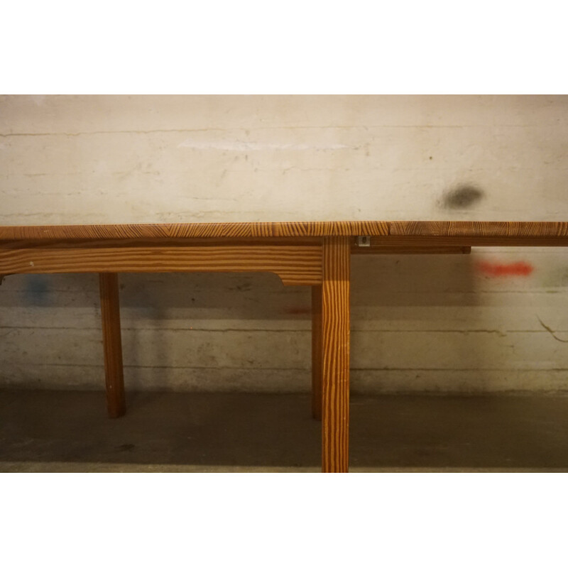 Vintage table in patinated pitch-pin by Bernt Petersen 1970s